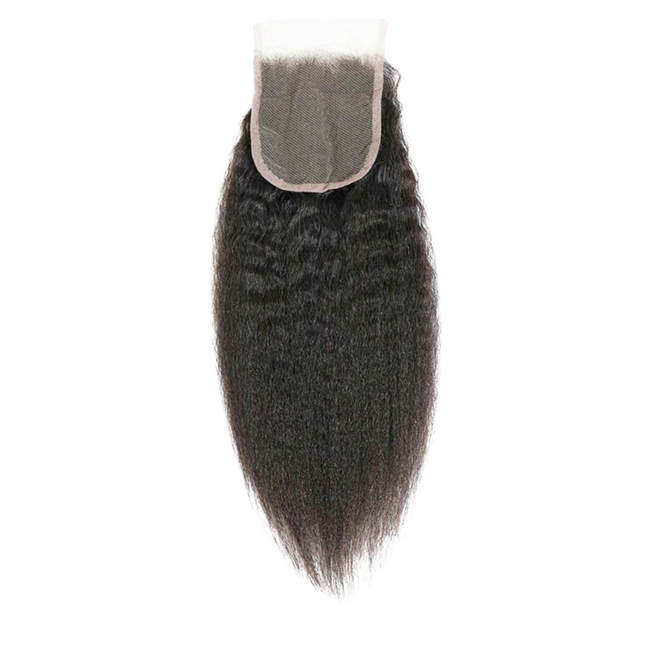Yaki Straight Lace Closure – 100% Virgin Human Hair, HD Transparent Lace, Natural Textured Straight Look, Seamless Blend & Full Coverage