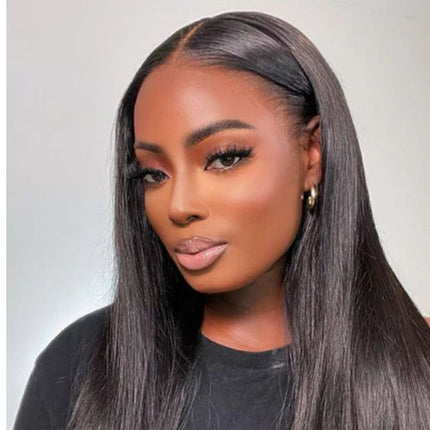 HD Real Scalp Straight Closure Wig – 100% Raw Human Hair, Natural Black, Pre-Plucked Hairline, Transparent HD Lace, Glueless, Sleek Protective Style