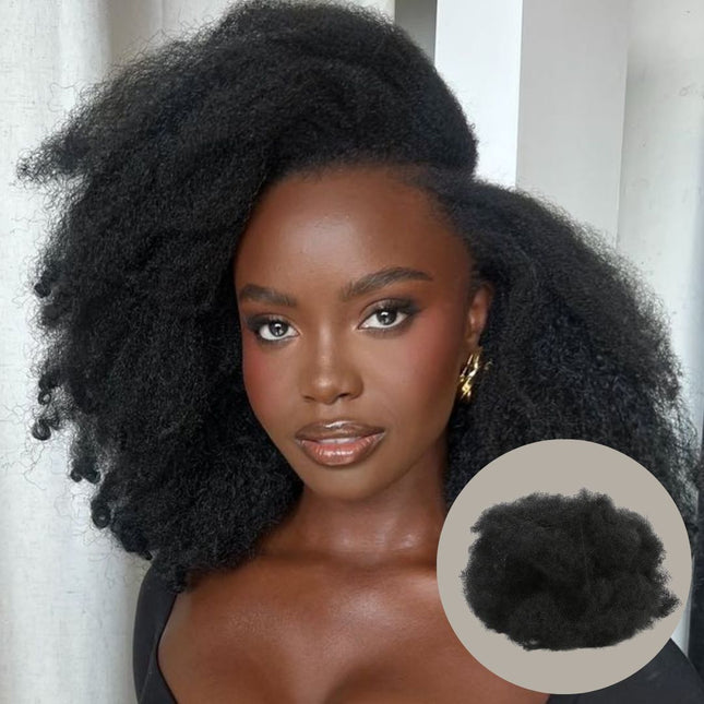 HD Real Scalp Soft Yaki Fro Closure Wig – 100% Raw Human Hair, Natural Black, Pre-Plucked Hairline, Transparent HD Lace, Glueless, Afro-Textured Volume