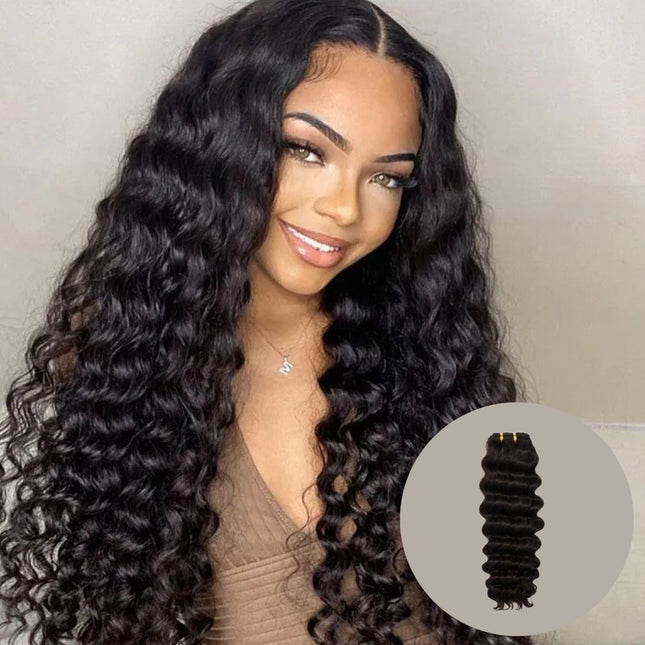 HD Real Scalp Deep Wave Closure Wig – 100% Raw Human Hair, Natural Black, Pre-Plucked Hairline, Transparent HD Lace, Glueless, Defined Voluminous Waves