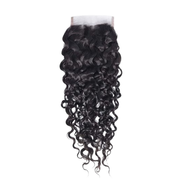 Water Wave Lace Closure – 100% Virgin Human Hair, HD Transparent Lace, Natural Wavy Texture, Seamless Blend & Versatile Styling