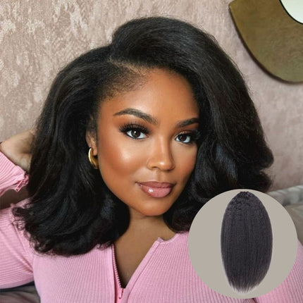 HD Real Scalp Full Volume Yaki Soft Closure Wig – 100% Raw Human Hair, Natural Black, Pre-Plucked Hairline, Transparent HD Lace, Glueless, Thick Blowout Look