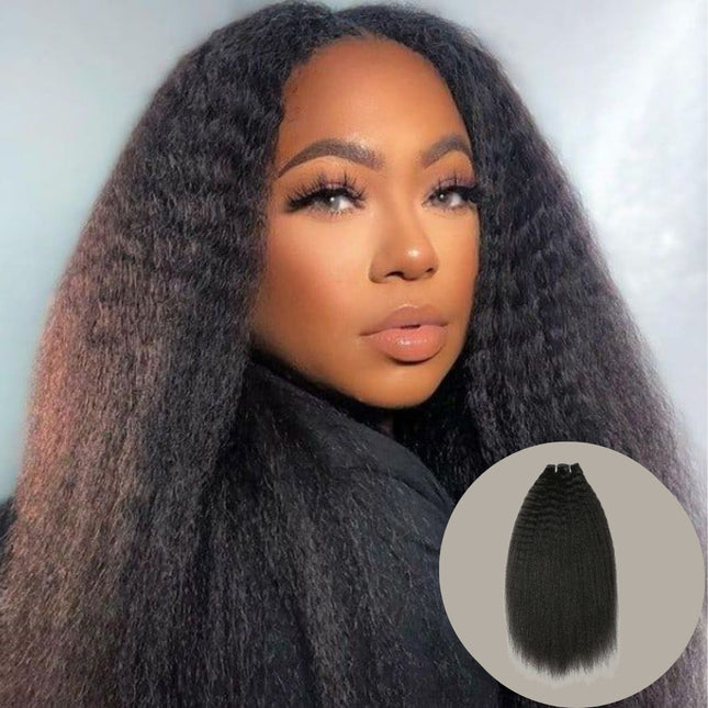 HD Yaki Straight Frontal Lace Wig – 100% Raw Human Hair, Natural Black, 13x4 Transparent Lace, Pre-Plucked Hairline, Glueless, Textured Straight Look