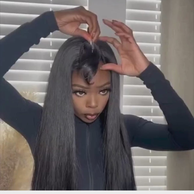 U-Part Wig – 100% Raw Human Hair, Natural Black, Glueless Easy Install, Lightweight & Breathable, Natural Blending, Versatile Styling & Protective Wear