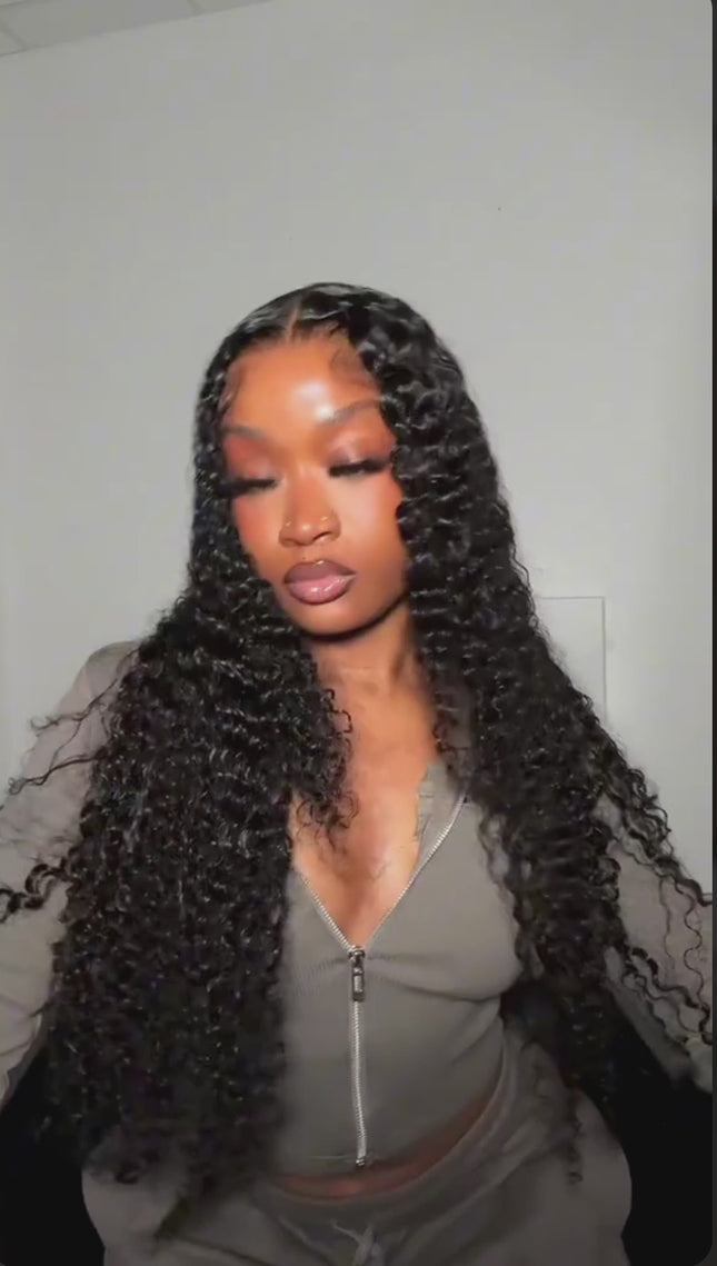 HD Water wave Closure Wig – 100% Raw Human Hair, Natural Black, Pre-Plucked Hairline, Transparent HD Lace