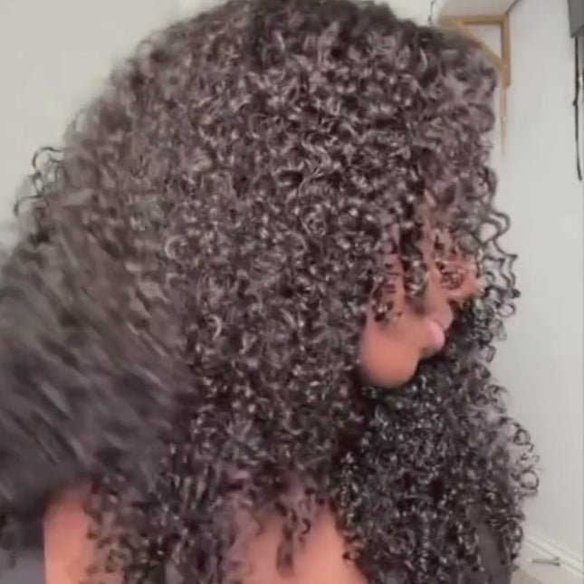 HD Real Scalp Kinky Curl Closure Wig – 100% Raw Human Hair, Natural Black, Pre-Plucked Hairline, Transparent HD Lace, Glueless, Tight Curly Texture
